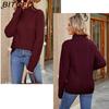 BITCED Women's Autumn/Winter Solid-Colour Knitted Top with High-Neck Cable-Knit Sweater Elegant High-Neck Base Layer