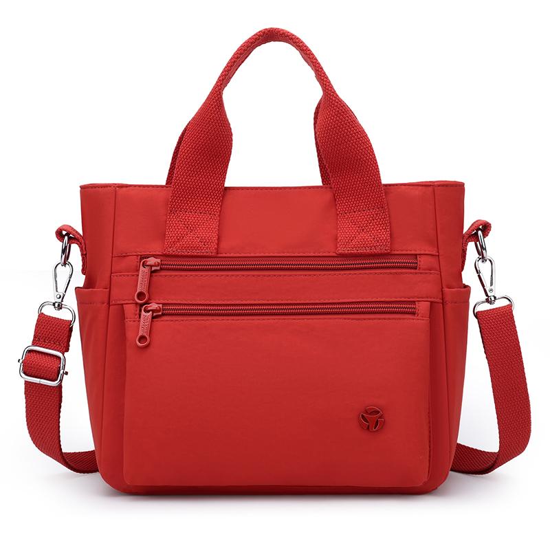 Borsa Tote Versatile in Nylon con Tasche Multiple con Zip Tracolla Regolabile Borsa a Spalla Casual per Donne Quotidiana