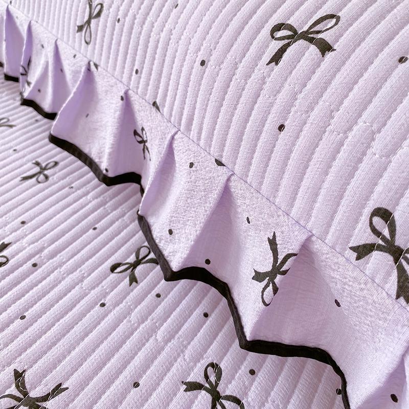 1 pc Long Couple Pillow Shams 100/120/150/180cm Long Pillow Cover with Ruffles Decorative Soft Purple Quilted Pillowcases Cover