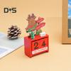 Christmas Wooden Desktop Calendar Santa Snowman Reindeer Tree Perpetual Calendar Wood Display Block Ornament for Home Office Decoration