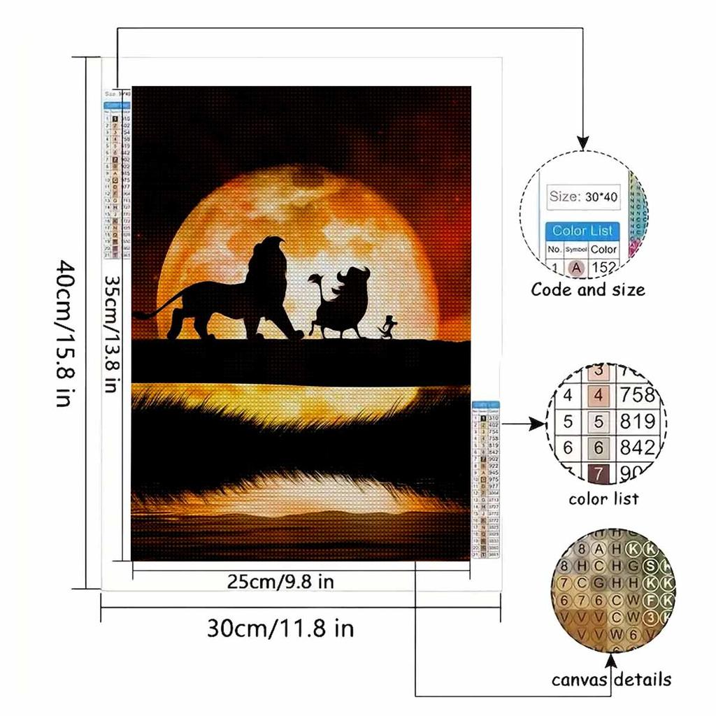 Full Round Diamond Painting The Lion King Art Rhinestone Picture Mosaic DIY 5D Cross Stitch Embroidery Home Decoration