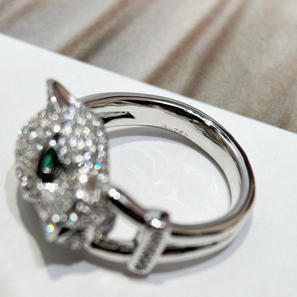Varmt Merke Vintage Dameringer Luksussmykker For Kvinner Full Diamant Leopard Leopardform Rent 925 Sølv Dame Festringer