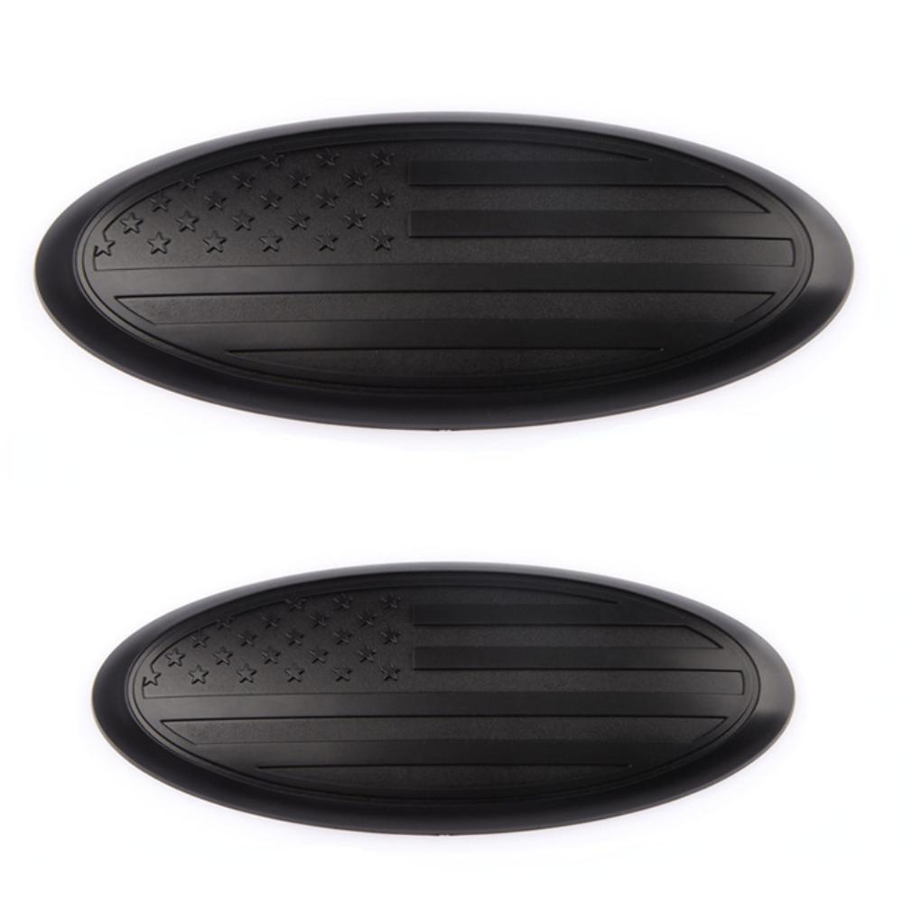 1Pc 7/9 inch Matte Black American US Flag Emblem Car Front Grille Rear Tailgate Oval Cover Badge for F-150 F-250 F-350 Explorer Edge