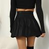 Women's Solid Color Skirt High Waist Leather Short Sexy Nightclub Style Pleated Skirt