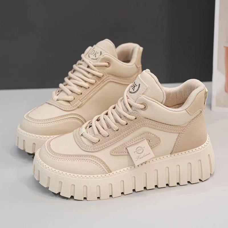 Sneakers female students 2025 new autumn women's shoes high-top small versatile height-increasing white shoes