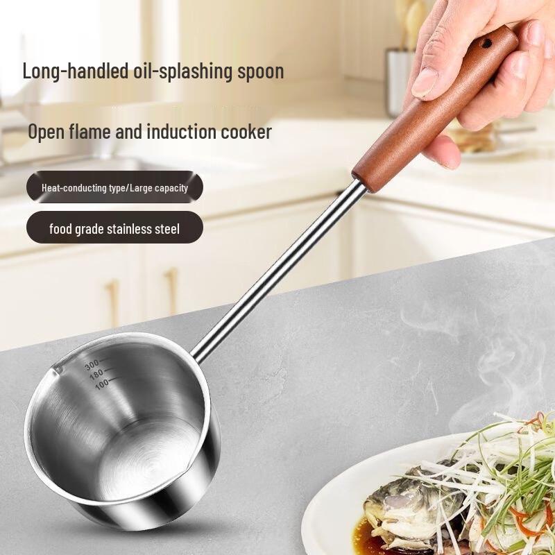 Wutuo Stainless Steel Long Handle Oil Pot with Anti-Scald Handle