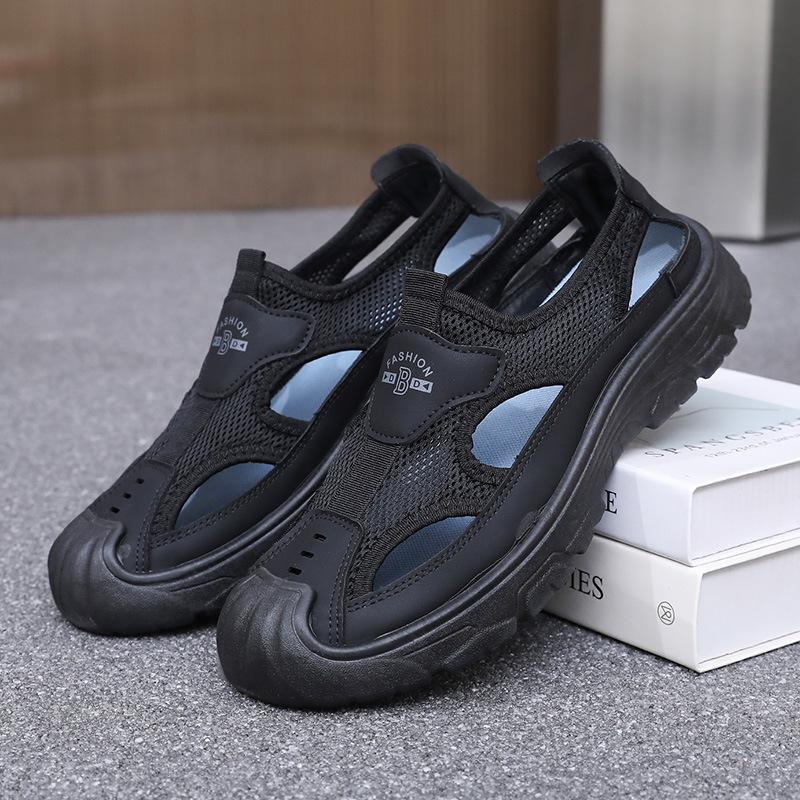 

Мужская летняя дышащая мужская обувь сетчатая обувь с полыми отверстиями домашние сандалии для улицы повседневная мужская обувь с закрытым носком пляжная обувь 45