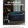 Wireless Charging Alarm Clock Radio: Qi Certified Fast Wireless Charger for iPhone Samsung - 10W Stereo Wall Clocks