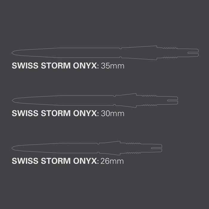 Target Darts Swiss Storm ONYX Dart Points (3 pieces) 26mm/30mm/35mm - Silver/Gold/Black. Replacement Steel Dart Points (30mm, Black).
