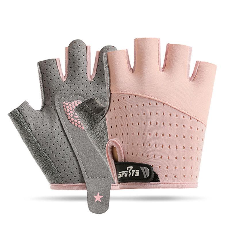 Half-Finger Fitness Gloves New Liquid Silicone Non-Slip Design Wear-Resistant Riding Gloves M розовый