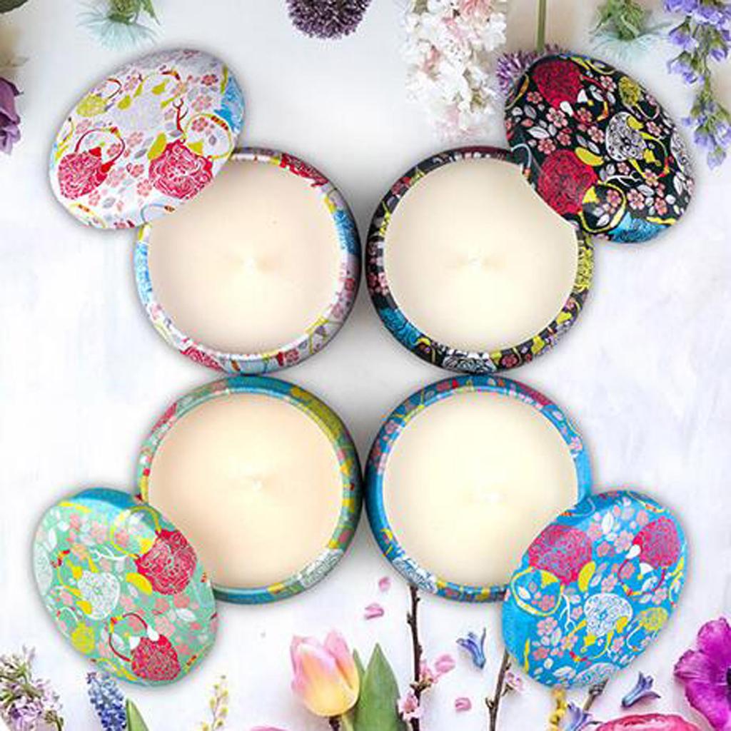 Scented Candles Gift Set of 4 Natural Soy Wax Portable Travel Tin Candle