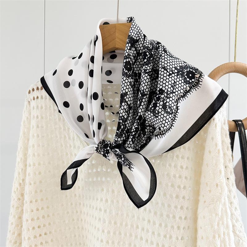 65*65cm 100% Mulberry Silk Women Spring Summer Square Scarf Elegant Chiffon Wrap Shawl Versatile Accessory