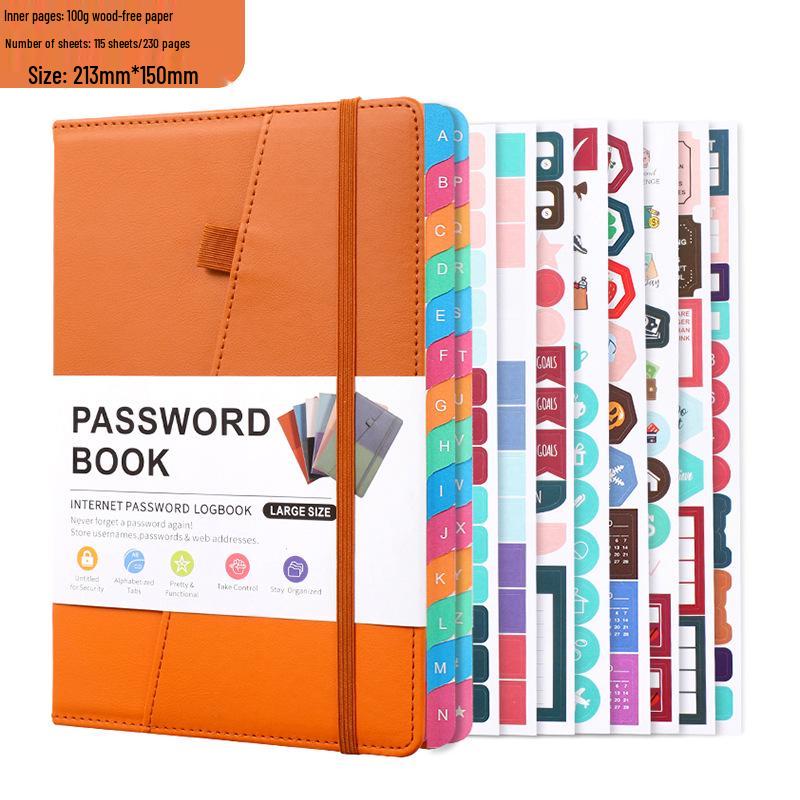 A5 Password-Protected Notebook for Website & Contact Management