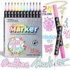 Outline Pen Set, 12Pcs Metallic Outline Marker Pens Gifts Card Writing Double Line Outline Pens Metallic Paint Markers