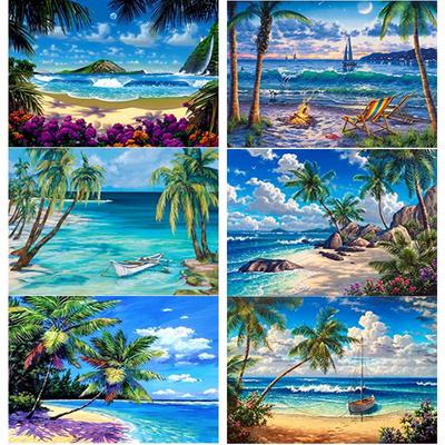 New 5D DIY Diamond Painting Scenery Diamond Embroidery Sea View Cross Stitch Full Round Drill Home Decor Manual Art Gift