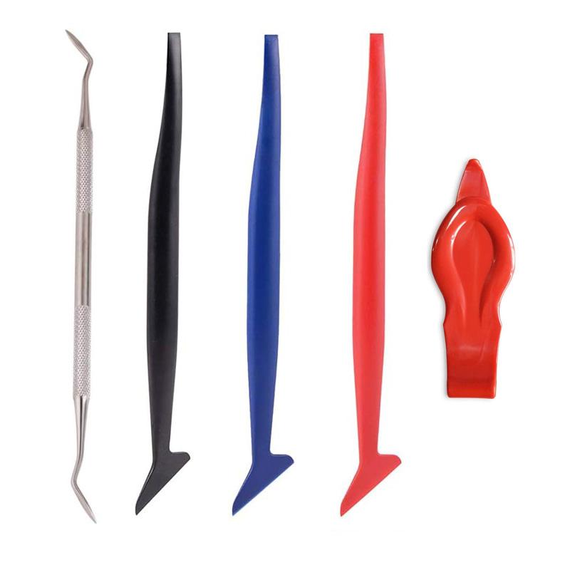 5Pcs/3Pcs Flexible Micro Squeegee Car Vinyl Wrap Tool Kit EdgeTrimmer with Different Hardness Window Tint Stickers Install Tool