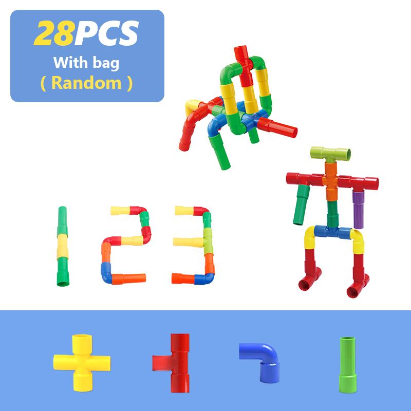 Non-Toxic 21-144 Pcs Pipe Building Block Run Race Bricks 3D Children Diy Assemble And Insert Toys With Blocks Educational Toy For Children