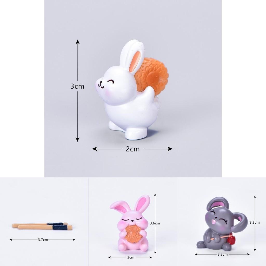 Delightful Mid-autumn Festival Series Resin Rabbit Eat Mooncake Micro Landscape Decoration