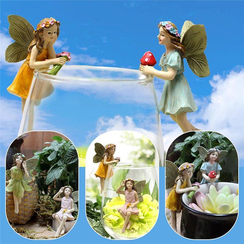 M-Modern-Fairy Figurine 5PCS Resin Fairy Figures With Fly Wing Miniature Fairy Garden Figurines Lovely Fairy Statue For Landscap