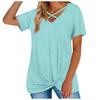 Women's Casual Fashion Sexy Solid Color Pullover Comfortable And Cool Cross V-neck Short-sleeved Loose T-shirt
