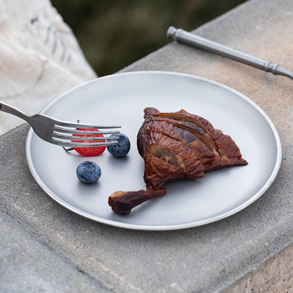 Titanium Outdoor Camping Plate Ultralight Portable Round Frosted Dish for Cooking Picnic Hiking Camping Backpacking Travel