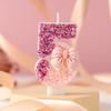 Creative Sequin Pink Bow Color Block Candle Anniversary Digital Birthday Cake Candle Decoration