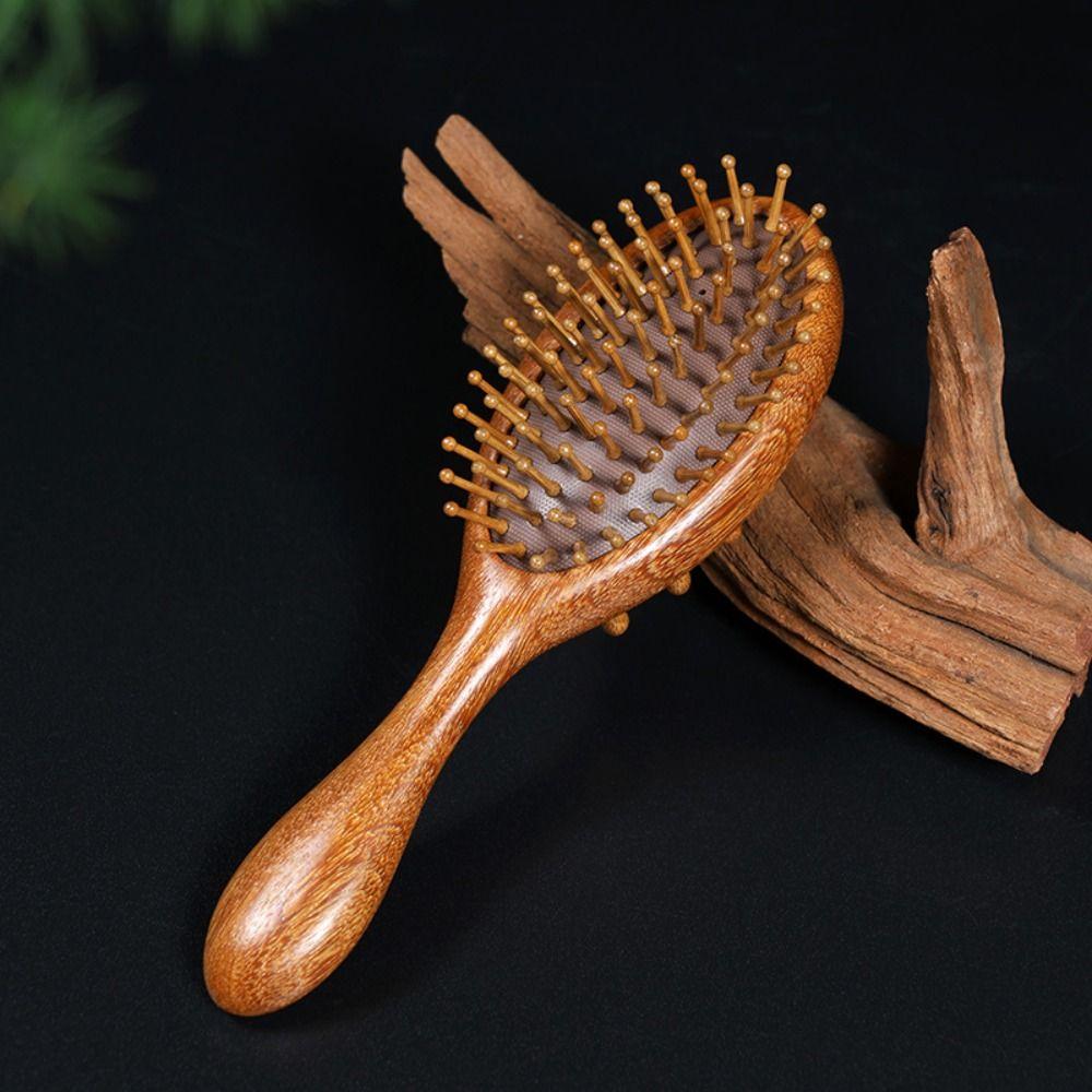 Double-Sided Head Massage Comb Comfortable Handle Wooden Meridian Hair Comb  Scalp Care
