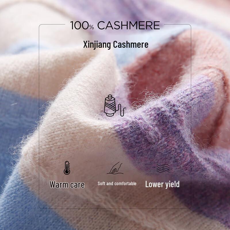 Kemengboka Women's 100% Cashmere Striped Sweater