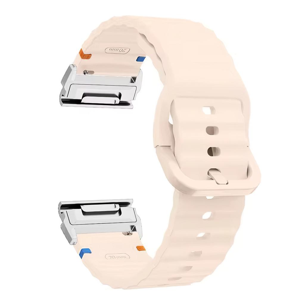 For Garmin Fenix 8 47mm/Fenix E 47mm 22mm Quick Release Wavy Texture Silicone Watch Strap with Silver Connector