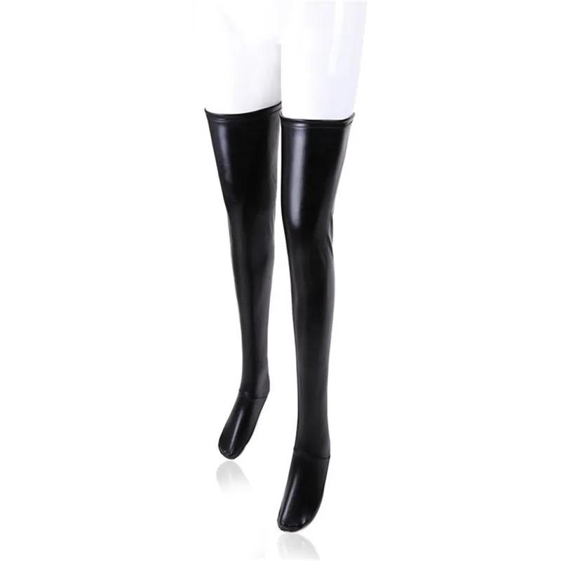 Hot Sexy Nightclub Latex Zipper Sexy Stockings Pu Leather Silicone Thigh High Stockings Women Sexy Lingerie Pole Dance Hosiery