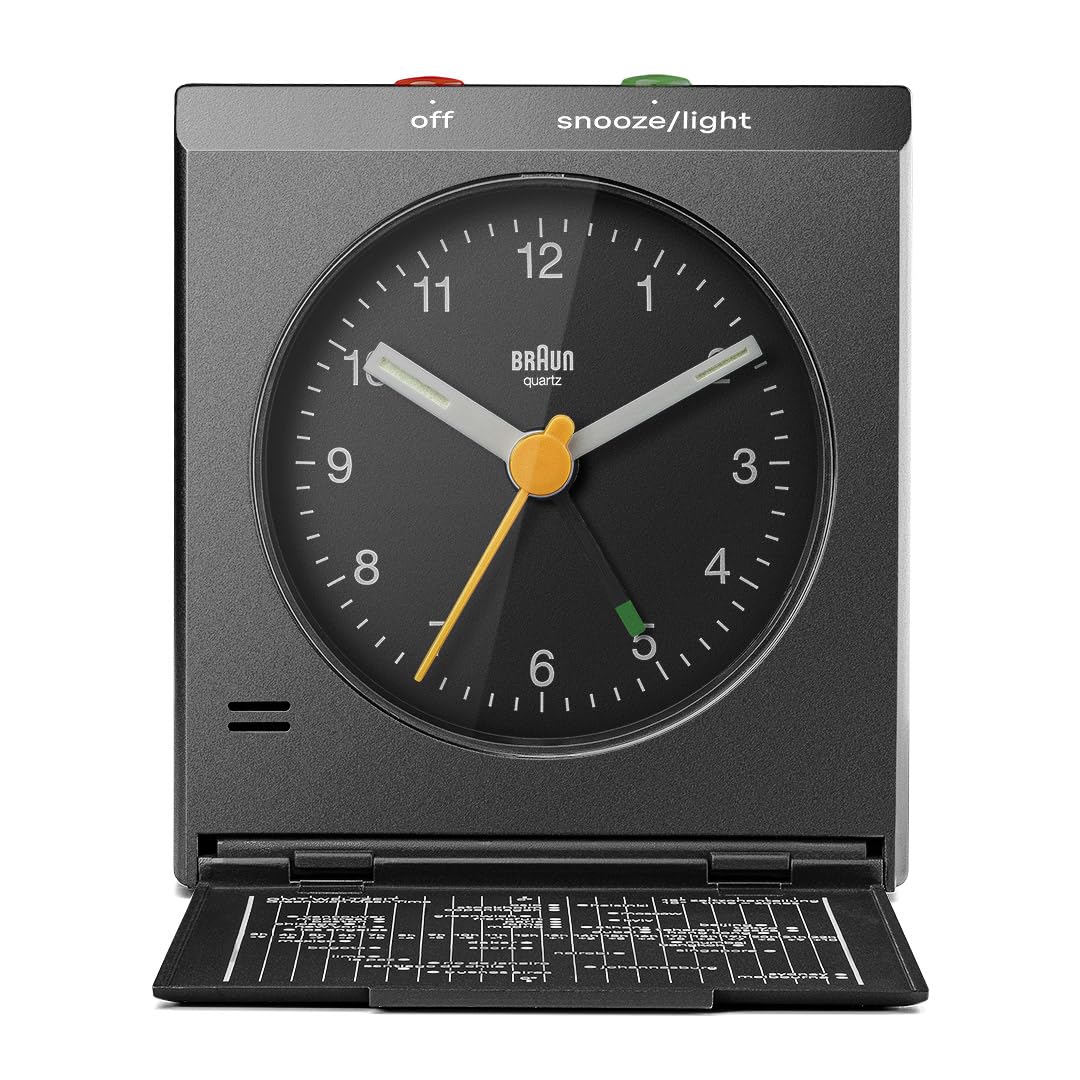 Authorized Table Clock Analog Travel Alarm Clock Black BC05B [Domestic Import] BRAUN/Brown (Desk Clock)