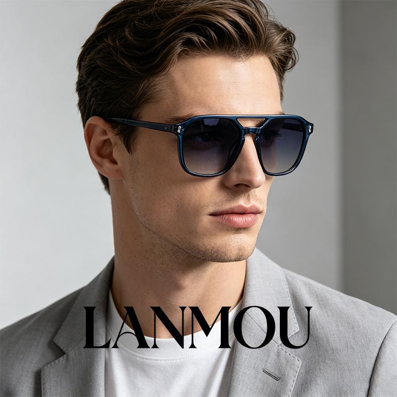 New American toad glasses acetic acid plate polarized sunglasses classic large frame double beam male pilot sunglasses