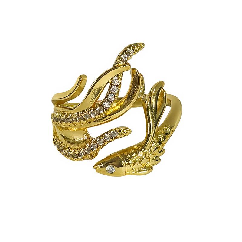 Modele Noworoczne Mają Przesyłkę Ryb Co Roku, Średniowieczne Otwarte Pierścionki, Retro Dwór I Narodowy Trend Układania, Noszenie Pierścionków z Cyrkoniami