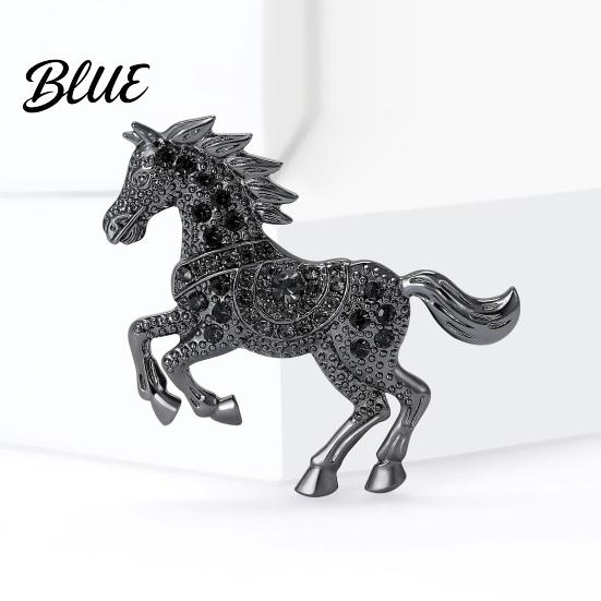 Retro Horse Brooch Vintage Rhinestone Alloy Running Lapel Pin Sweater