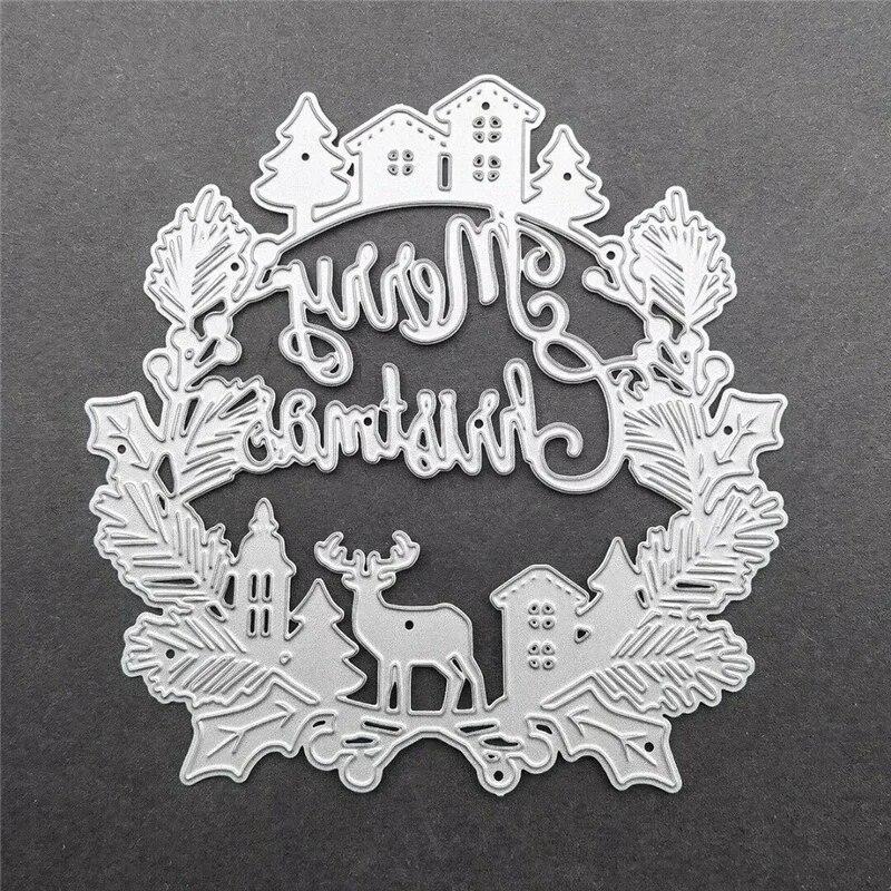 1PC Merry Christmas Cutting Die Scrapbooking Stencil Template for DIY Embossing Paper Cut Frame