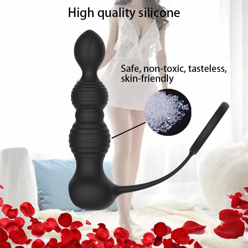 Anal Vibrator for Men Vibrating Penis Ring Delay Anal Sex Toys Male Anal Butt Plug Vibrator Sex Toys