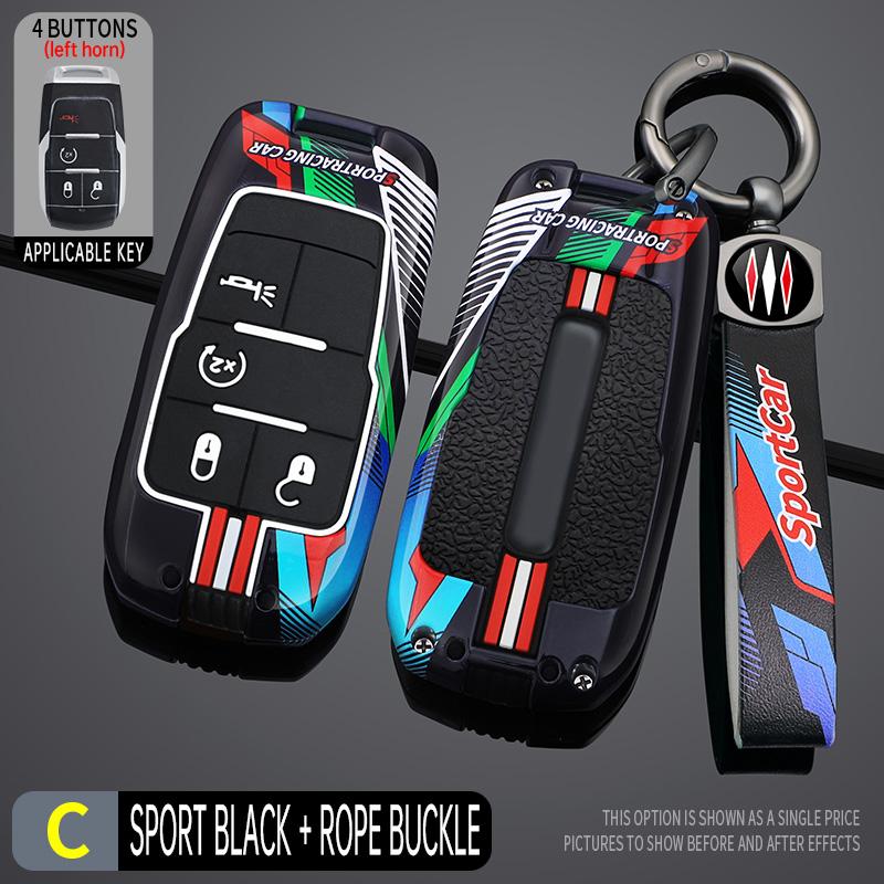 

Racing Style Metal Car Key Case Fob Cover For Dodge Ram 1500 Pickup Trx Rebel Ram 2500 3500 4500 5500