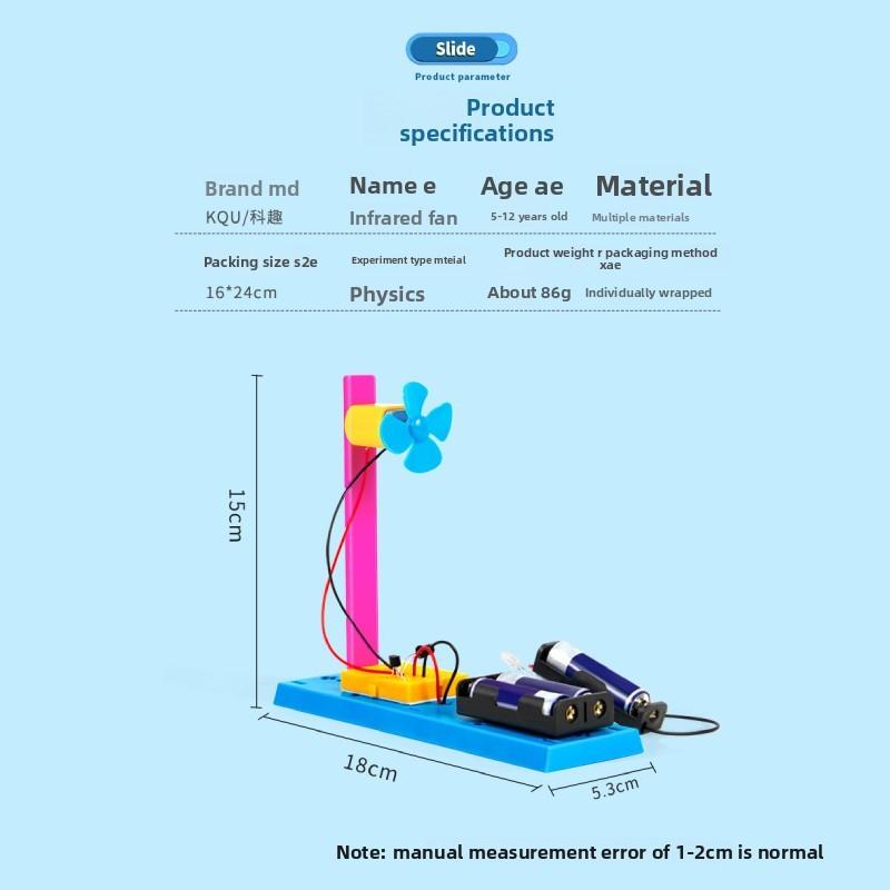Simulated Infrared Remote Control Fan Model Assembly Set Children Puzzle Toy For Kids Learning And Stem Development