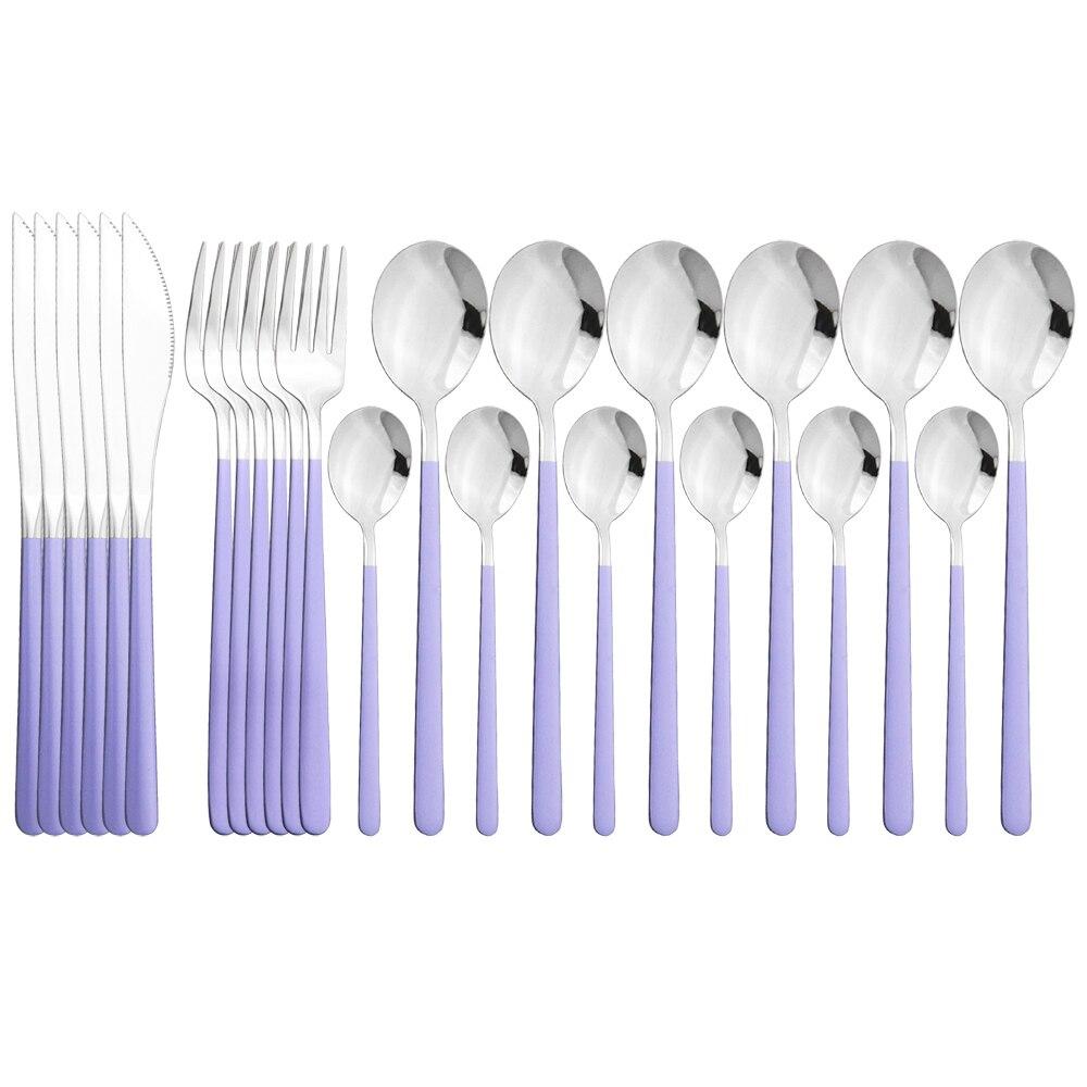Pink Gold Cutlery Set 18/10 Stainless Steel Dinnerware Set 24Pcs/Set Knives Fork Spoon Dinner Flatware Set Kitchen Tableware Set