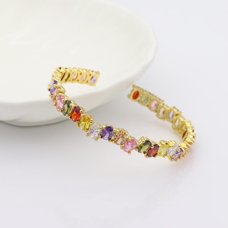 Rainbow CZ Women Bangle Fashion Micro Pave Colorful Crystal Nice Top Quality Trendy Jewelry