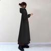 Japanese Style New Fall Women's Clothing Long Sleeves Hooded Plaid Stitching Fake Two-Piece Loose Slimming Long Sweater Dress