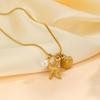 Chic Starfish Shell Necklace for Women,Gold Color Marine Style Stainless Steel Round Snake Chain Necklaces,Trendy Jewelry Gift
