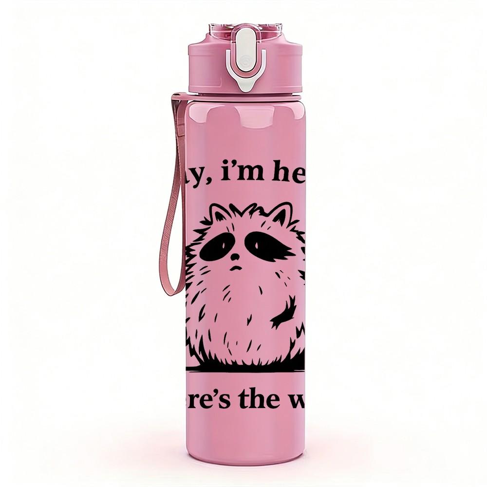 1PC Coffee Time Panda Letter 750ml Color Plastic Sports Water Bottle Leakproof Flip Straw Lid Suitable for Sports Office Home Use