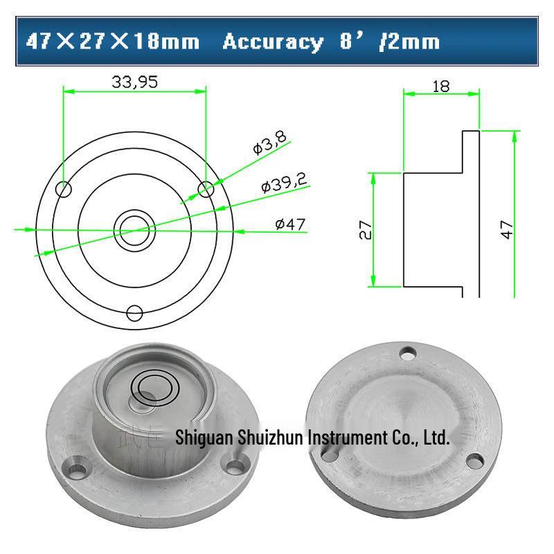 HACCURY Round Metal Spirit Level with Base Mounting Holes