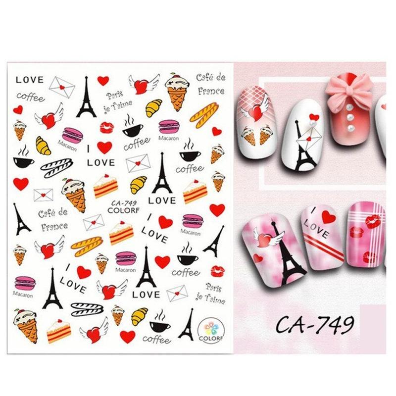 Sexy Lips New Year Slider Valentine's Day Beating Love Heart Design Abstract Pattern Cartoon Fashion Nail Sticker