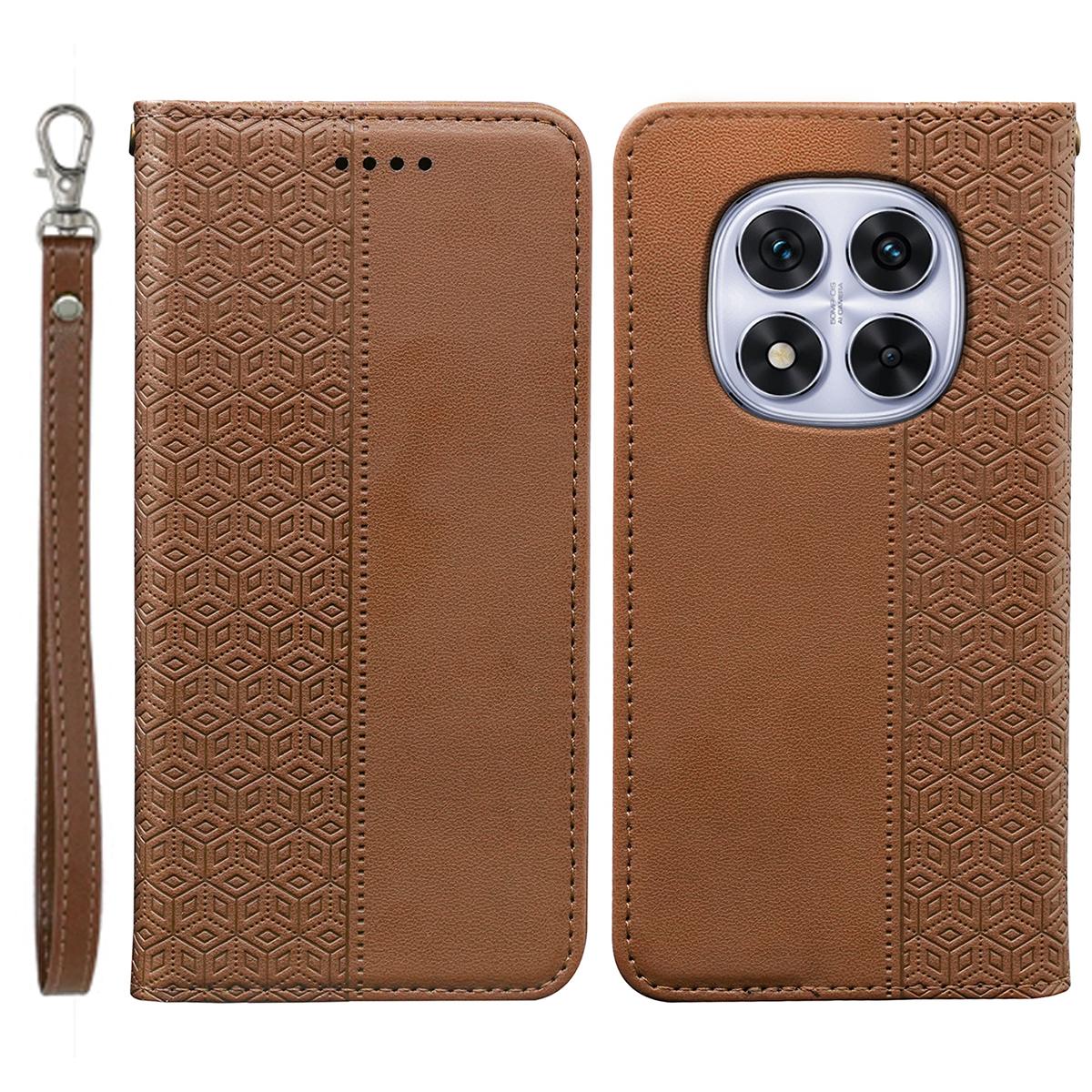 

For Xiaomi Redmi Note 14 Pro 4G Wallet Phone Case Checkered Pattern Imprint Leather Flip Cover with Wrist Strap F