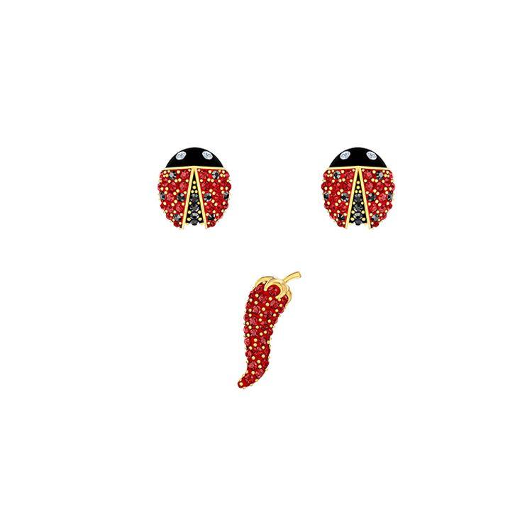 Swarovski Lisabel Cute Ladybug Chic Chili Gold-Plated Earrings Women earrings 5498791 Gold-Plated