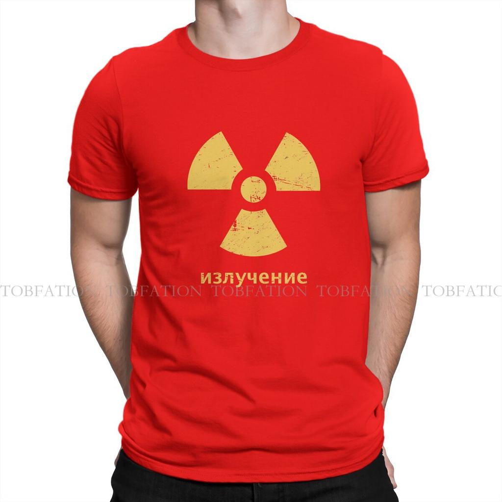 Radiation Symbol Men TShirt Russian USSR CCCP Crewneck Tops 100 Cotton T Shirt Humor High Quality Birthday Gifts