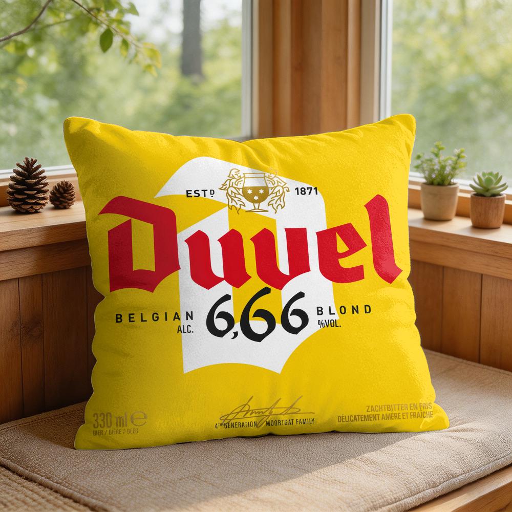 DDuvel Beer Beer Logo Cushion Cover Square Short Plush Pillow Case Living Room Sofa Home Decor Funda X