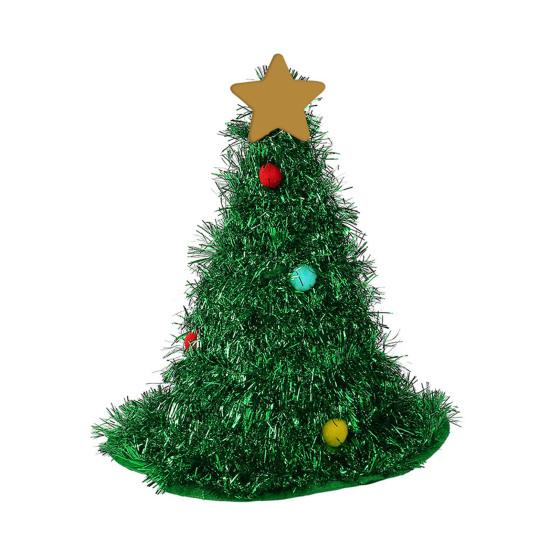 

Шапка-елка Мягкая шапка Санты Зеленая Золотая лента Звездная тиара Праздничный головной убор Шапка для офисной рождественской вечеринки темно-зеленого